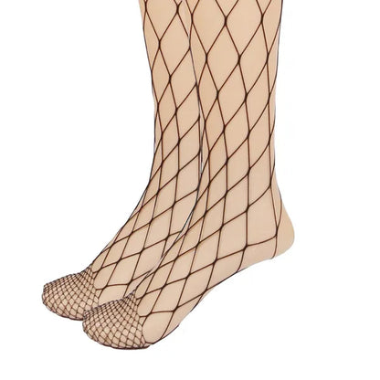 Seductive High Waist Fishnet Tights - Stretchy Mesh Hollow Out Stockings for Women