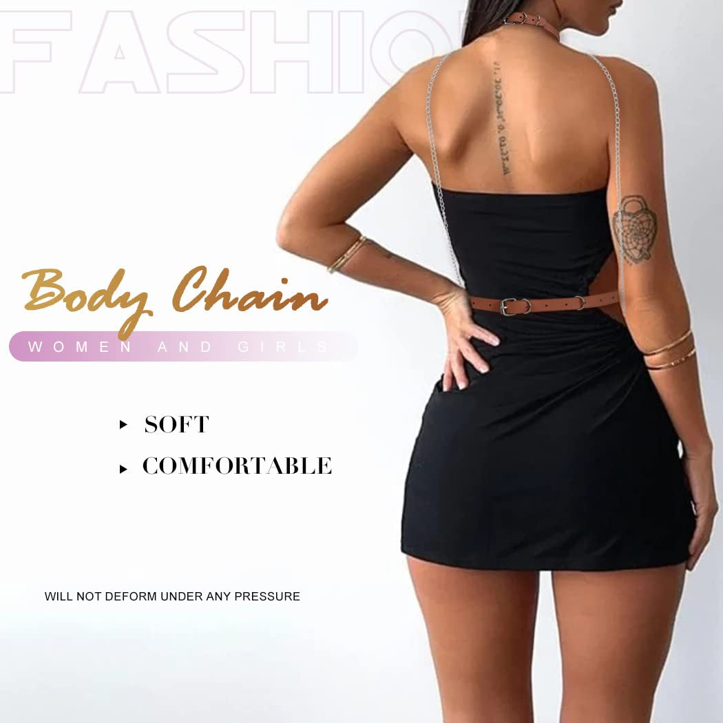 Fashion Harness Belt plus Size Harness Waist Belts Punk Leather Body Harness for Women (Brown)