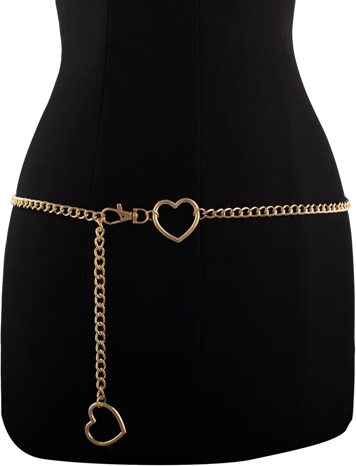 Vintage heart waist chain by FNQUFUJ, adjustable body jewelry draped around waist, suitable for dresses and jeans.