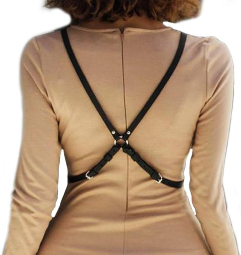 Leather Harness Belt Black Chest Harness Goth Fashion Belts for Women