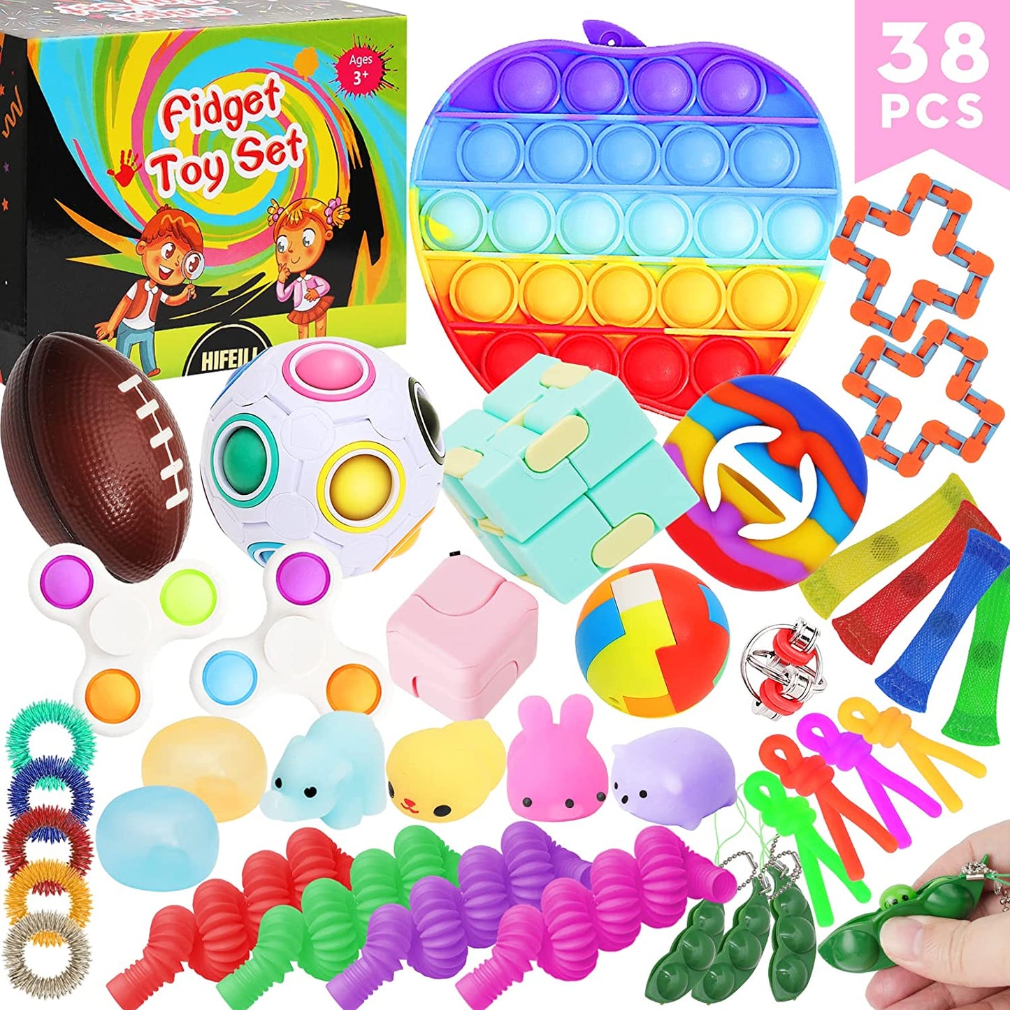 Ultimate 38-Piece Fidget Toy Set - Popit Dimple Sensory Pack for Kids & Adults - Perfect Classroom Prizes, Party Favors & Stress Relief for All Ages!