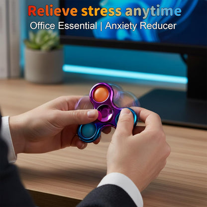 Stress Relief Fidget Toy 3-Pack - Pop Fidget Spinner for Kids & Adults, Perfect for Autism and ADHD Sensory Play