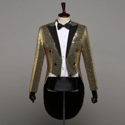Fashion Swallowtail LED Tuxedo Luminous Costumes Glowing Vestidos LED Clothing Show Men LED Clothes Dance Accessories