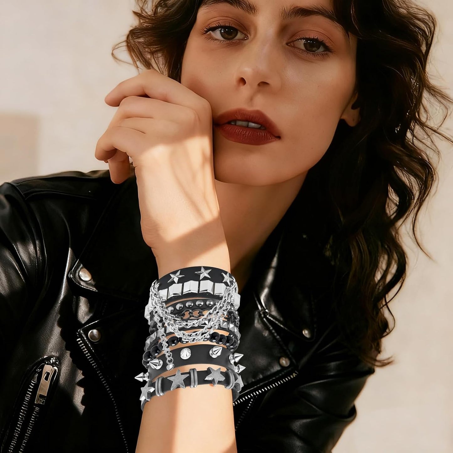 Emo Bracelets Punk Rock Studded Bracelet for Women Men Goth Leather Spiked Bracelets Emo Jewelry Accessories