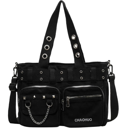 Steampunk Goth Messenger Bag, Fashion Punk Gothic Shoulder Bag
