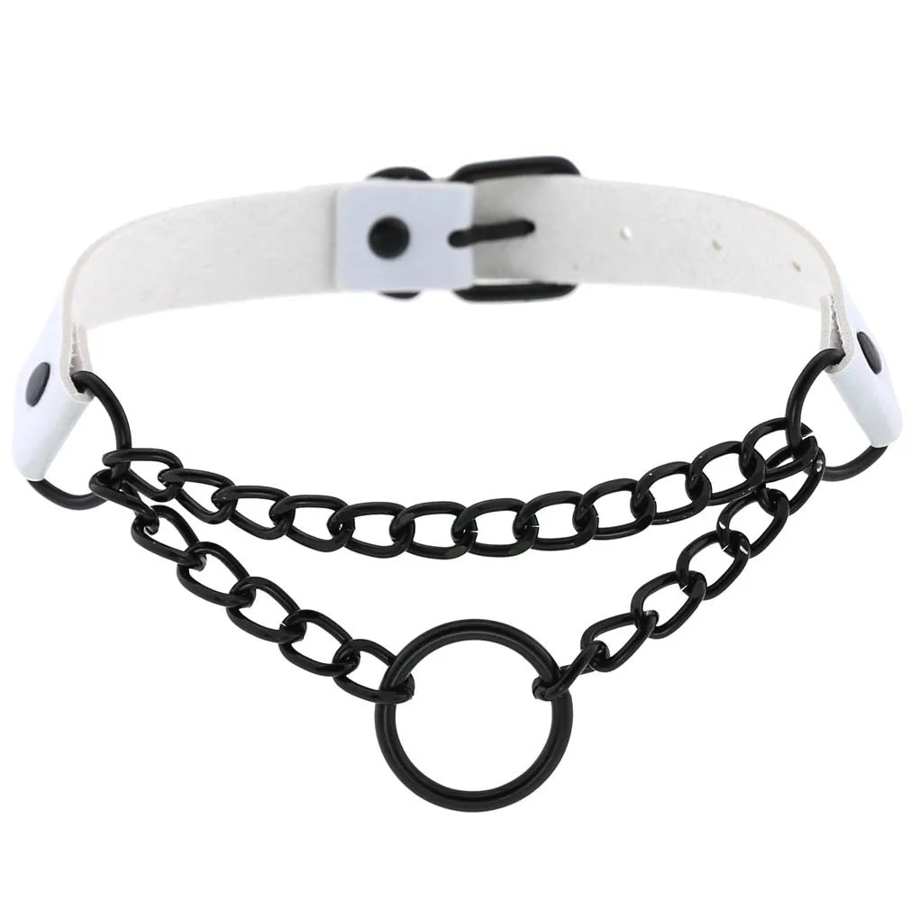 Gothic punk heart choker necklace from PressureDen.store, stylish Harajuku jewelry for women and girls with bold black design.