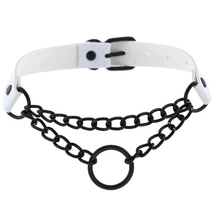 Gothic punk heart choker necklace from PressureDen.store, stylish Harajuku jewelry for women and girls with bold black design.