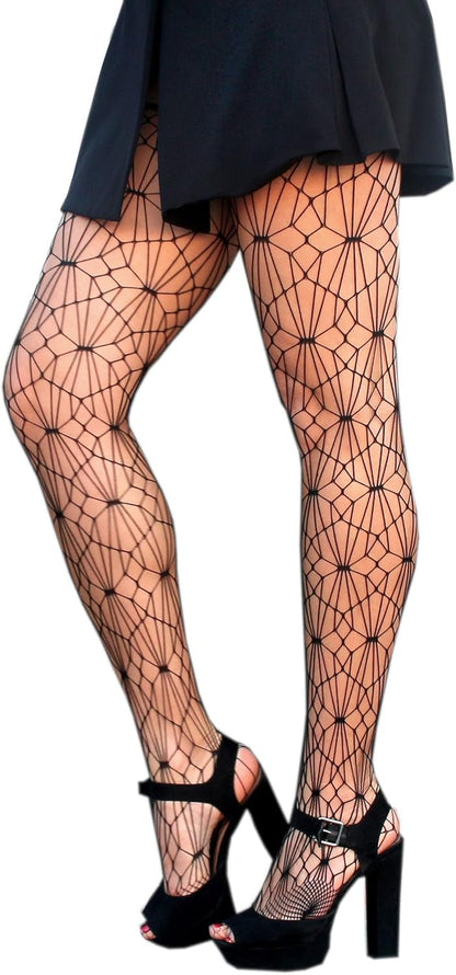 Spider Web Fishnet Stockings Patterned Tights Witch Tentacle Fairycore Grunge Cosplay Mall Goth Leggings Distressed Rocker Lolita Gothic Alternative Anarchy Fish Nets Mesh Embroidered Pantyhose