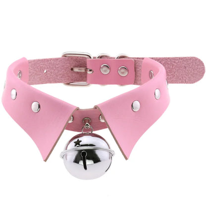Harajuku punk choker necklace with heart rivets and chunky black leather, featuring gothic and Y2K-inspired style for trendy girls