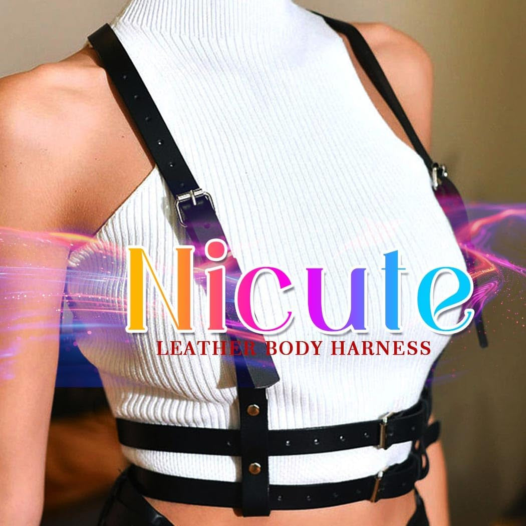 Leather Body Harness Belt Fashion Black Waist Belts Punk Adjustable Body Accessories for Women