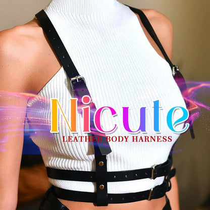 Leather Body Harness Belt Fashion Black Waist Belts Punk Adjustable Body Accessories for Women