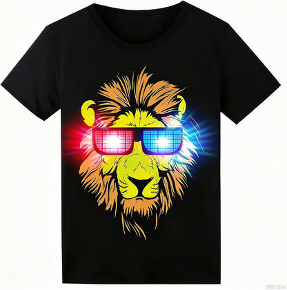 Glow in the Dark Sound-Activated LED T-Shirt for Men - Perfect for Raves, Parties, Concerts, and Halloween Events!