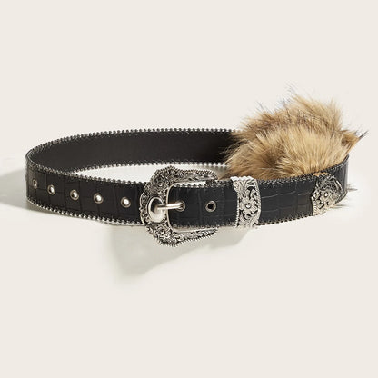 Luxury unisex Goth Y2K jeans belt by PressureDen.store with a 3.8cm black waistband, punk and boho style for men and women.