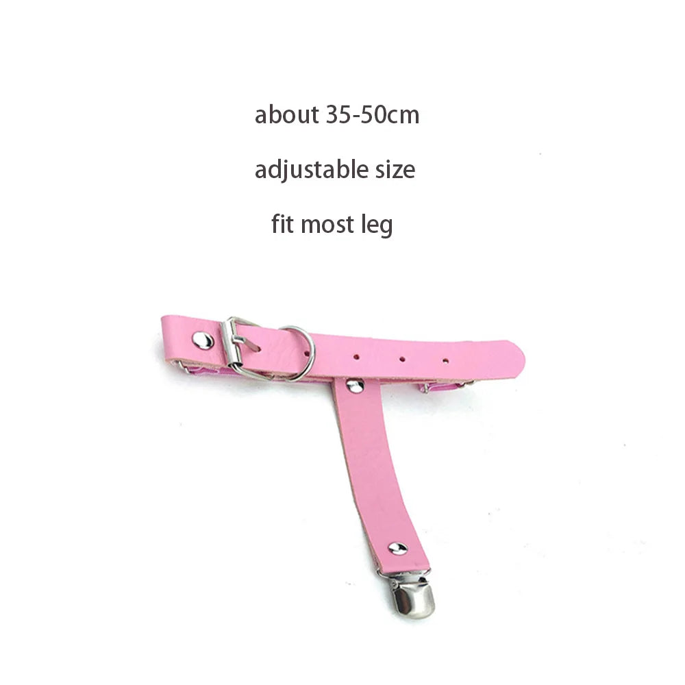 Sexy Leather Heart Belt Elastic Leg Thigh Garter Girl Women Harness Goth Accessories Black Gothic Rivet Punk Anklet