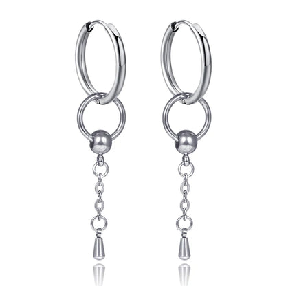 New Punk Stainless Steel Chain Hoop Earrings for Women Men 2021 Trendy Goth Pop Hip Hop Pendants Ear Jewelry Accessories Earring