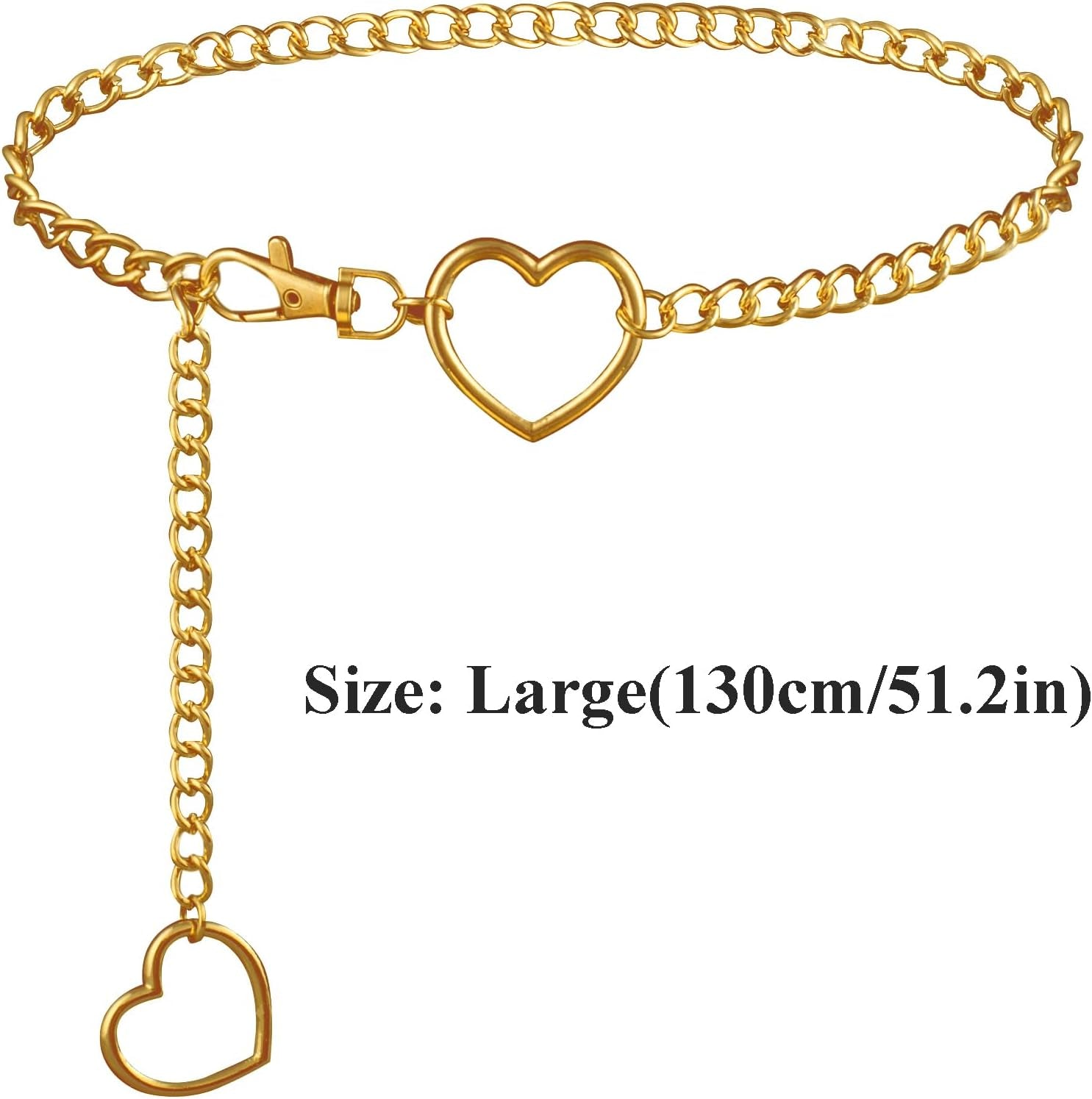 Vintage heart waist chain by FNQUFUJ, adjustable body jewelry draped around the waist, perfect for dresses and jeans.