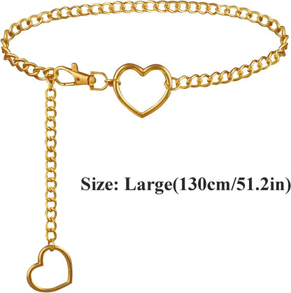Vintage heart waist chain by FNQUFUJ, adjustable body jewelry draped around the waist, perfect for dresses and jeans.