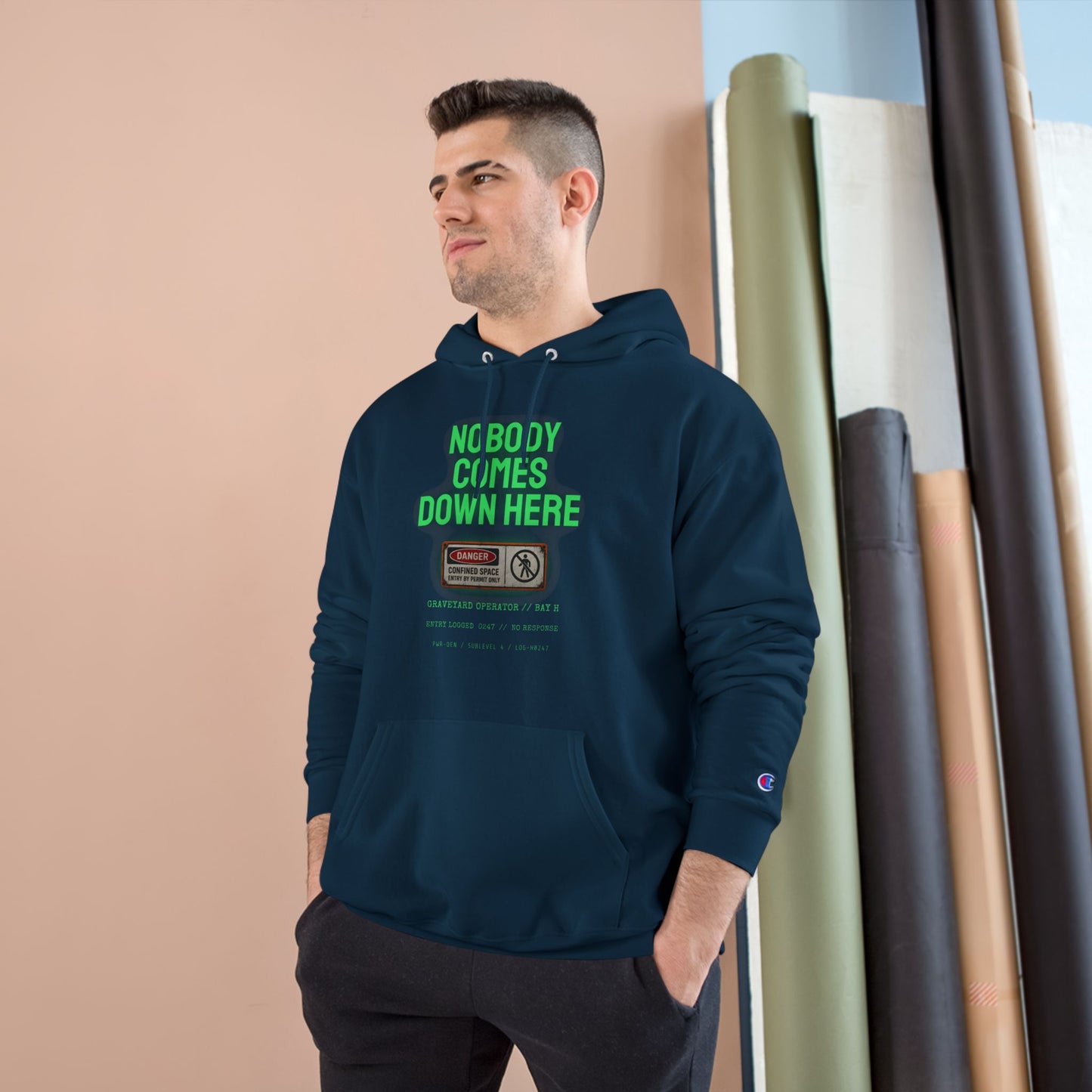 Nobody Comes Down Here - Champion Hoodie