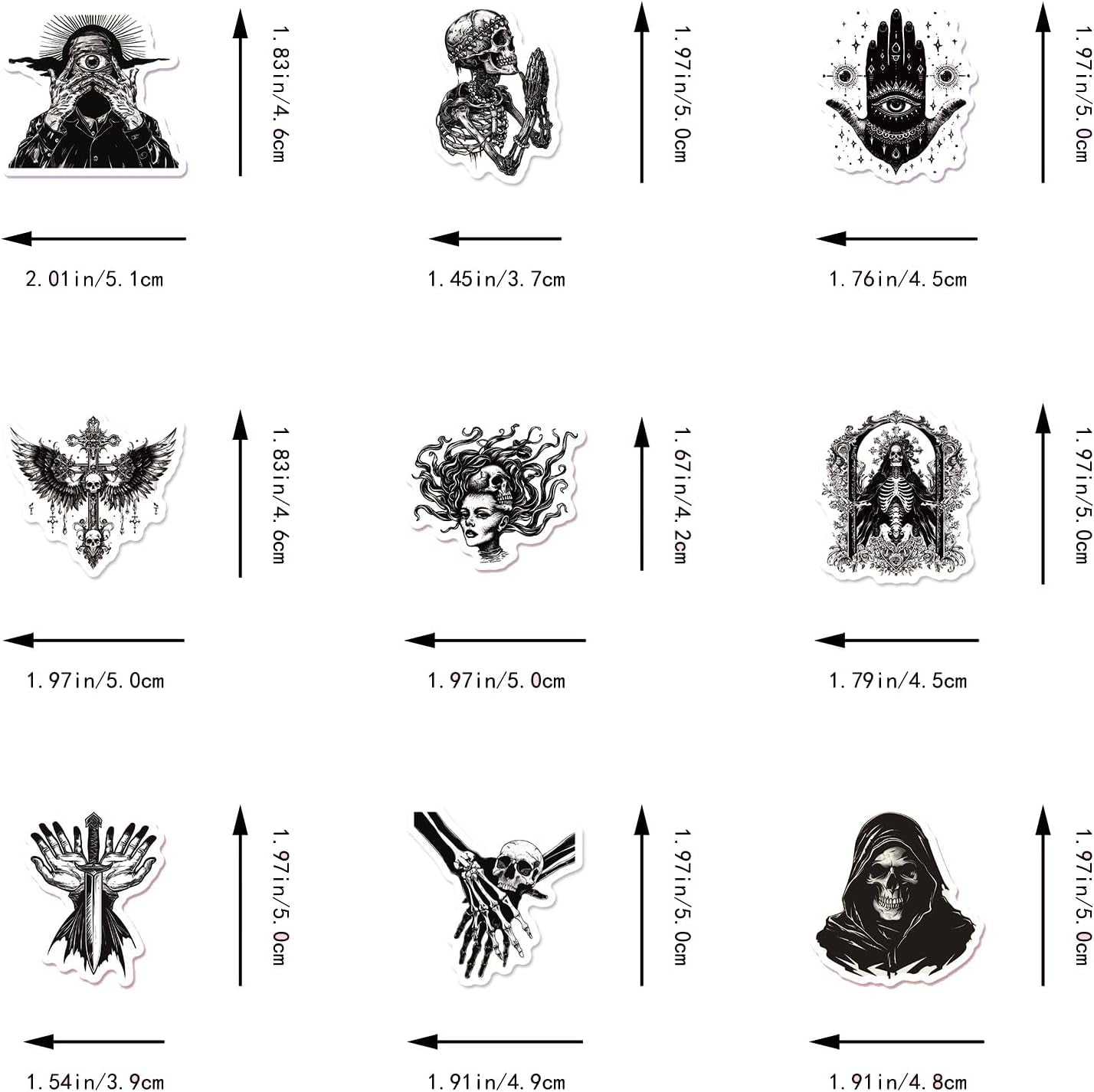 100 Pcs Dark Aesthetic Goth Stickers for Adults, Skull Sticker Packs for Water Bottle Kindle Laptop Phone DIY Crafts Card Making Scrapbook Art Journal