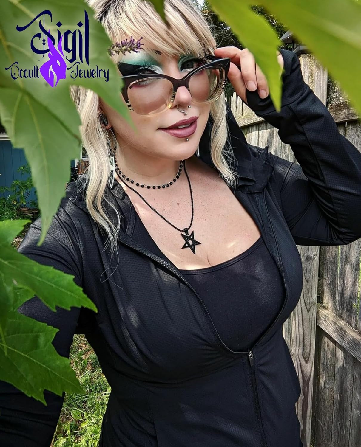 Gothic inverted pentagram necklace by XerxesJewelry.com featuring occult-inspired jewelry for witches and gothic fashion.