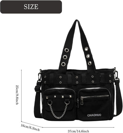 Steampunk Goth Messenger Bag, Fashion Punk Gothic Shoulder Bag