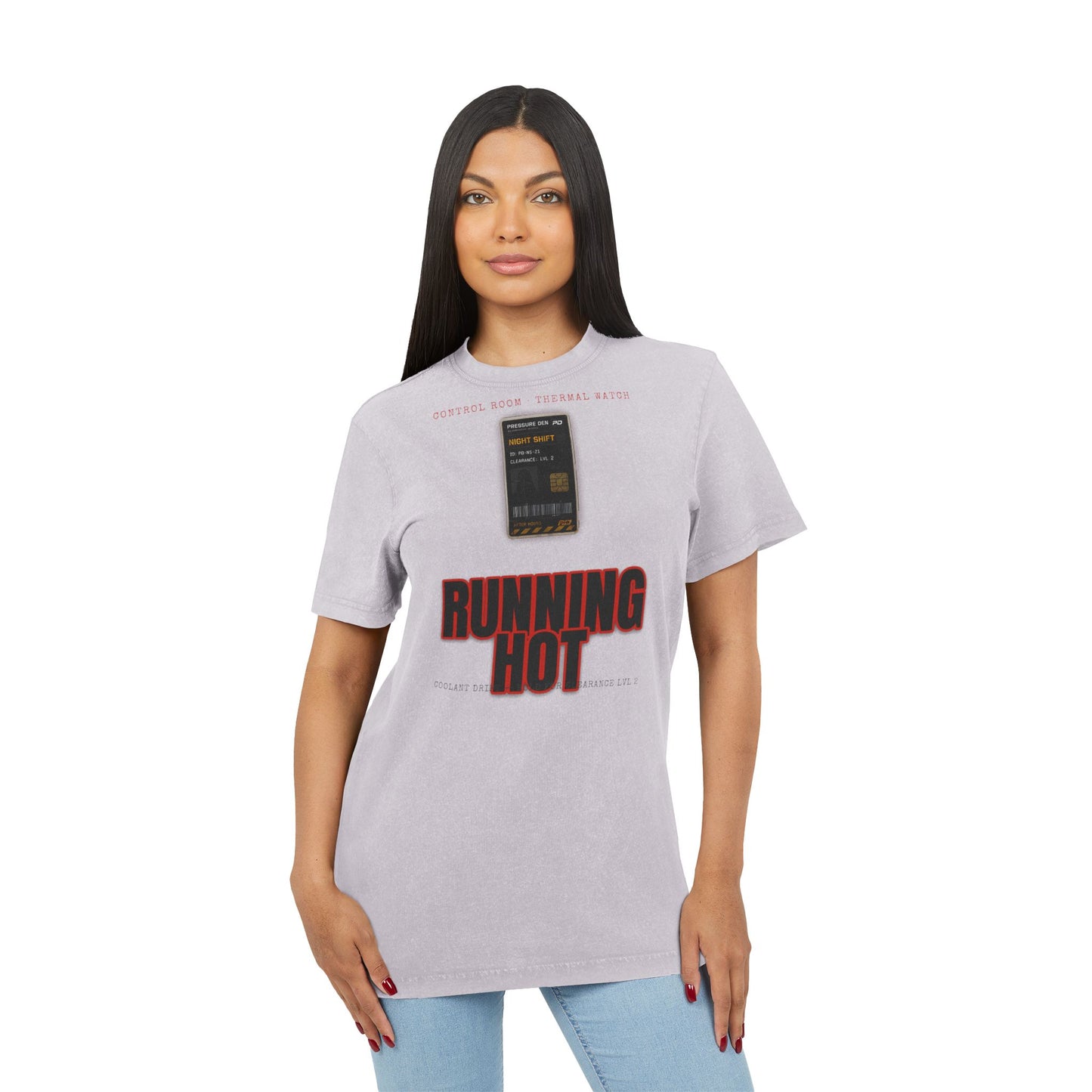 RUNNING HOT Acid Washed Round Neck Tee