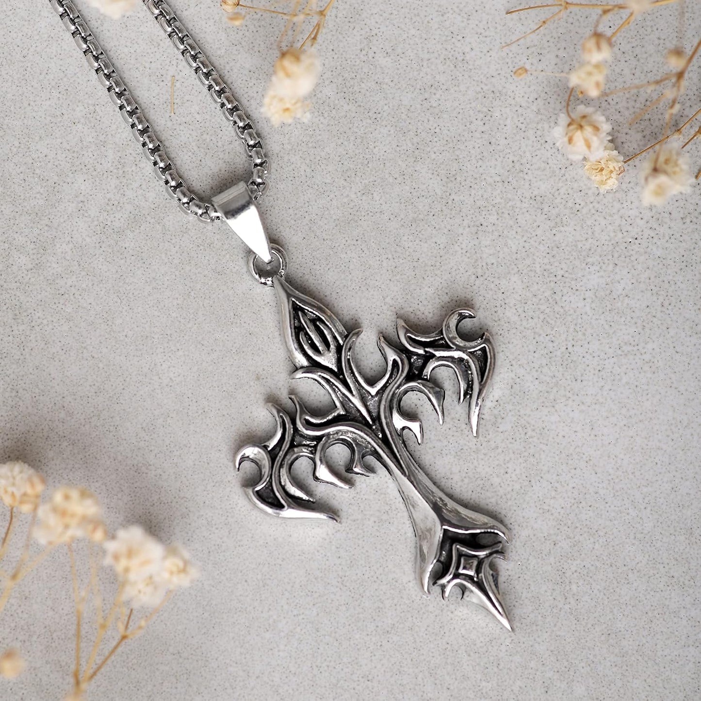 Gothic Cross Necklace, Goth Emo Punk Grunge Necklace, Costume Jewelry, Halloween Christmas Goth Jewelry Gift for Women
