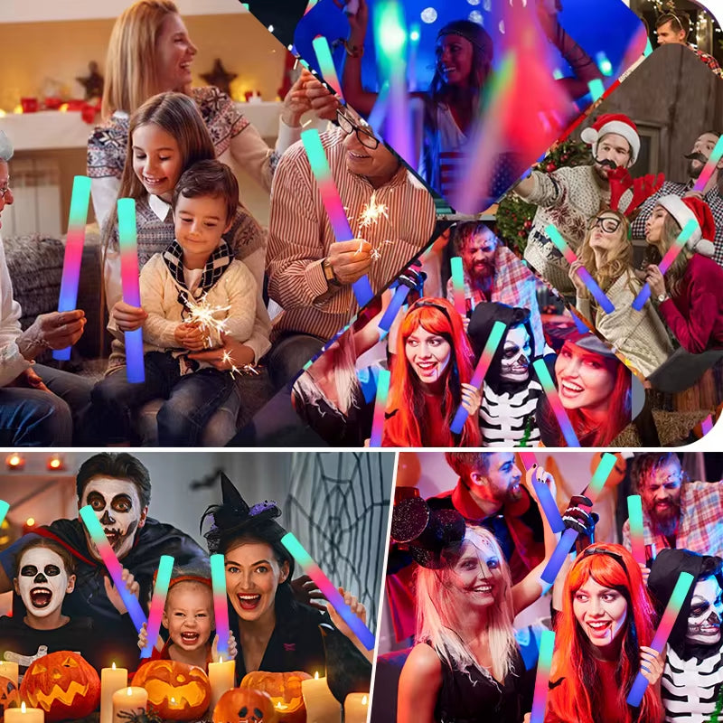 Vibrant 15/30 Pcs LED Glow Sticks - Colorful RGB Cheer Tubes for Parties, Weddings, and Events!