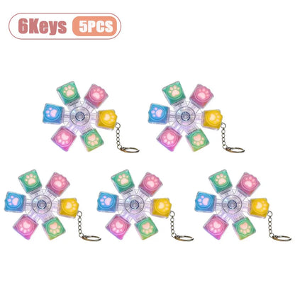 Cat Paw Clicker Keychain with LED Light - Stress Relief Fidget Toy for Anxiety - Portable and Fun!