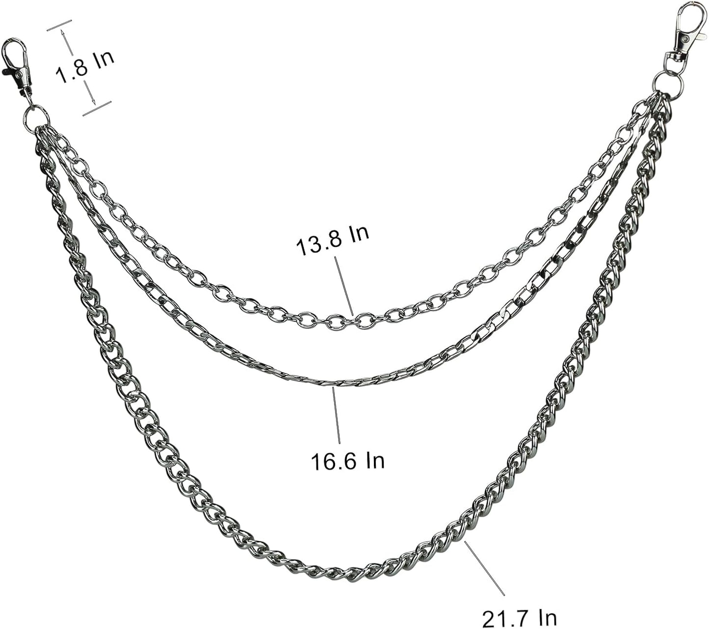 Punk Trousers Chain Hip Hop Pants Chain Pocket Chain Belt Chain Rock Jean Chain for Eboy and Egirl, Wallet Chains for Men and Women