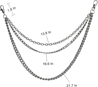 Punk Trousers Chain Hip Hop Pants Chain Pocket Chain Belt Chain Rock Jean Chain for Eboy and Egirl, Wallet Chains for Men and Women