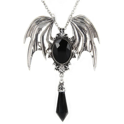 Gothic dragon bat eagle heart rose pendant necklace with intricate design, metal jewelry for men and women, perfect costume accessory.