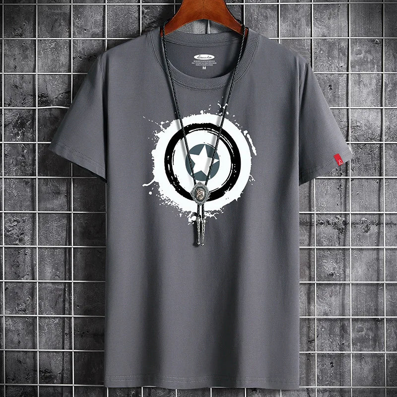 Oversized anime fitness T-shirt for men in goth punk style, featuring bold graphic design, available in sizes S to 6XL.