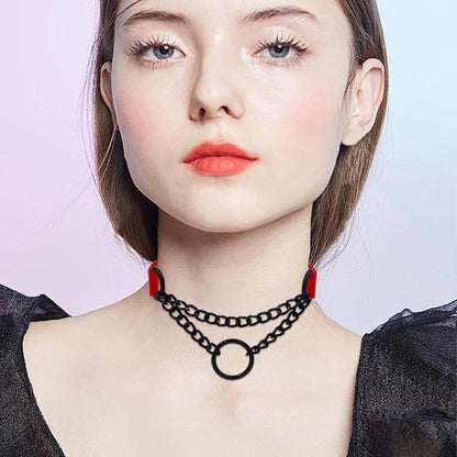 3PCS Collar and Leash Set for Women PU Leather Choker Necklace for Women Gothic Heart Chain Choker Necklace Punk Goth Accessories Body Chain Gothic Punk Grunge Emo Necklace for Cosplay