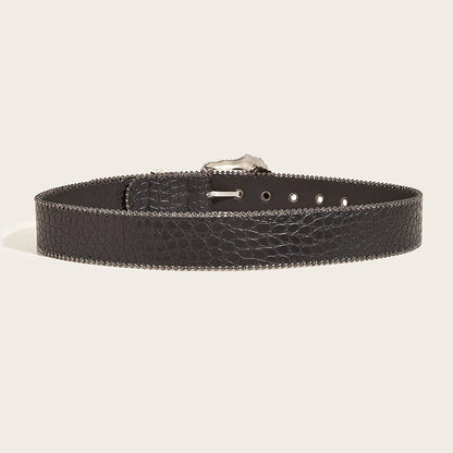 Luxury unisex goth Y2K jeans belt by PressureDen.store featuring a black punk style design and a 3.8cm waistband.