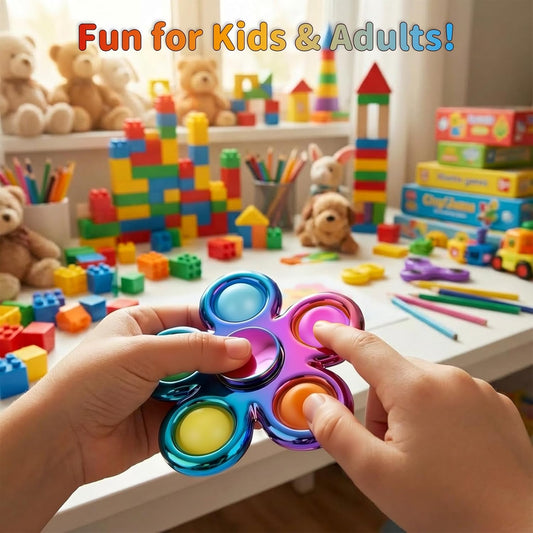 Stress Relief Fidget Toy 3-Pack - Pop Fidget Spinner for Kids & Adults, Perfect for Autism and ADHD Sensory Play