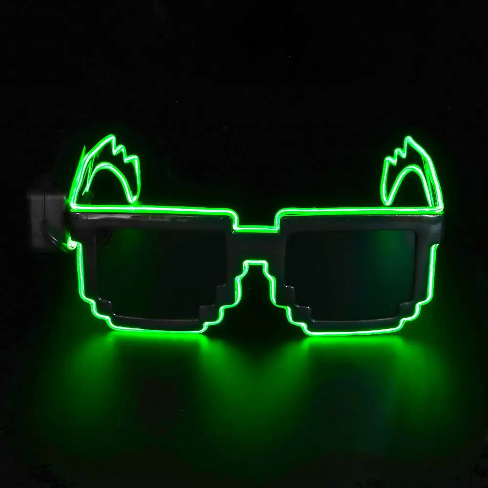 Mosaic LED Glow-in-the-Dark Glasses - Perfect for Rave Parties & Neon Christmas Fun!