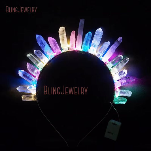 Stunning Holographic Crystal Quartz Tiara - Ideal for Festivals, Weddings, and Parties!