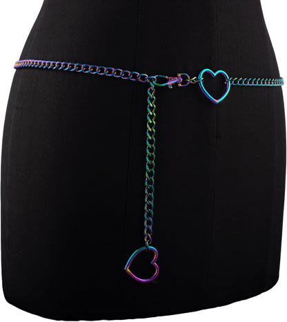 Vintage heart waist chain by FNQUFUJ featuring adjustable body jewelry for dresses and jeans, with charming vintage heart design.