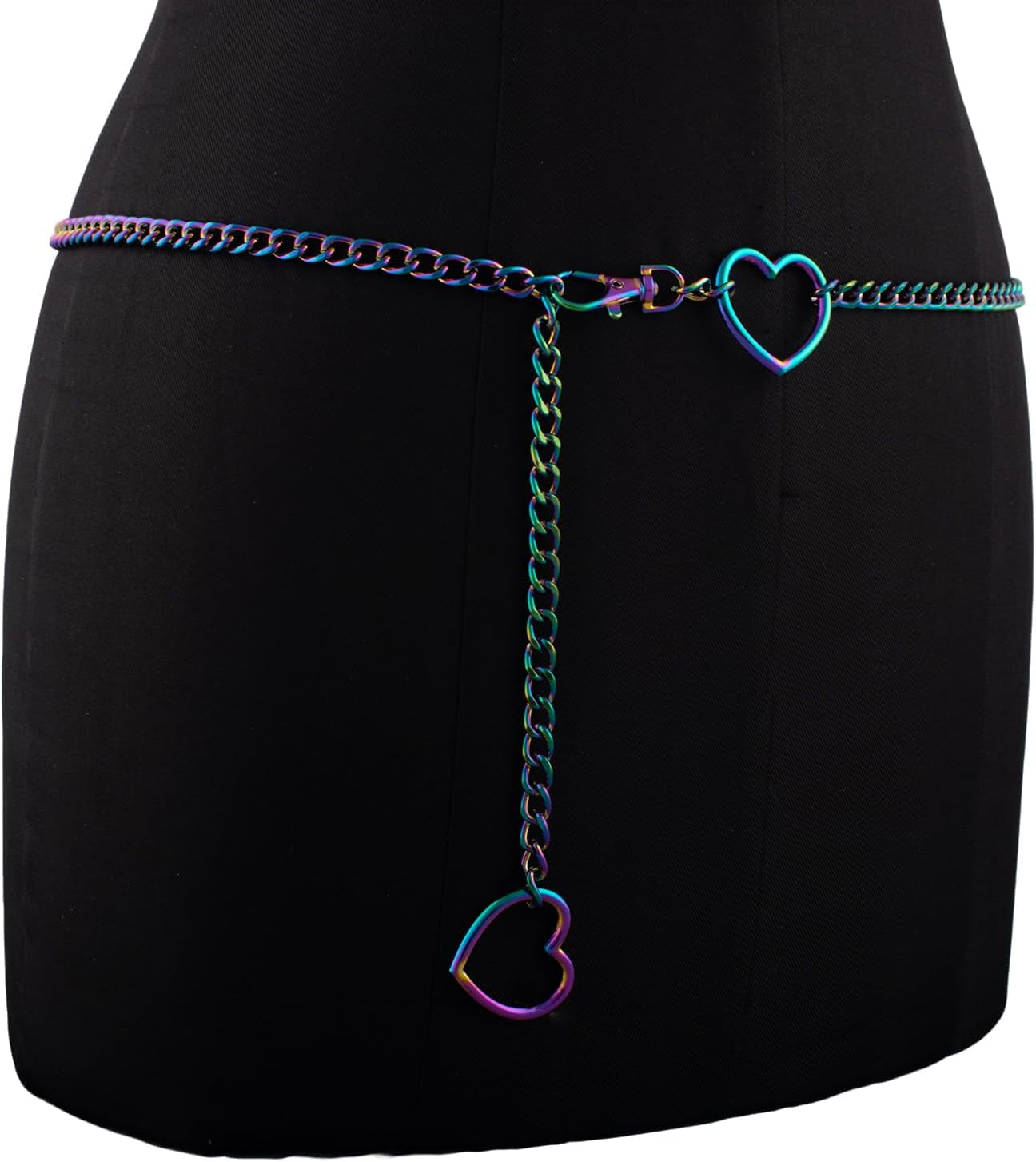 Vintage heart waist chain by FNQUFUJ, adjustable belly jewelry with a chic heart design, perfect for dresses and jeans.