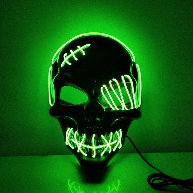 Glowing One-Eyed Pirate Mask for Halloween - LED EL Wire Cosplay Mask for Spooky Parties and Festivals
