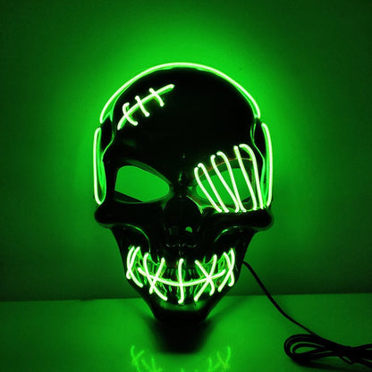 Glowing One-Eyed Pirate Mask for Halloween - LED EL Wire Cosplay Mask for Spooky Parties and Festivals