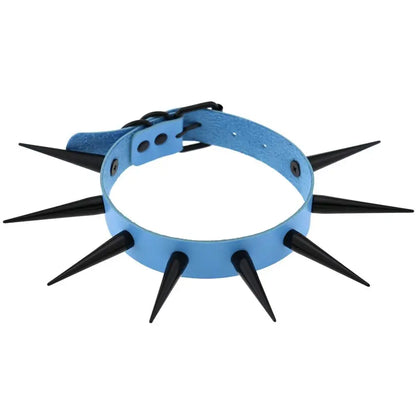 Rebel Spike Choker Necklace – Cyberpunk Leather Collar for Rave and Goth Styles