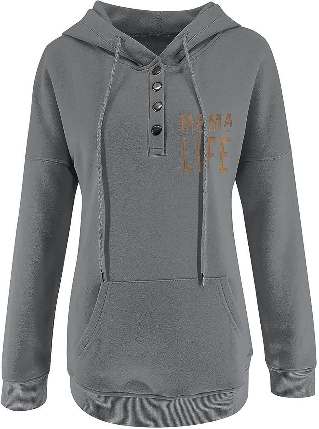 Women's hooded sweatshirt with pocket and letter print, stylish pullover for fall by PressureDen.store