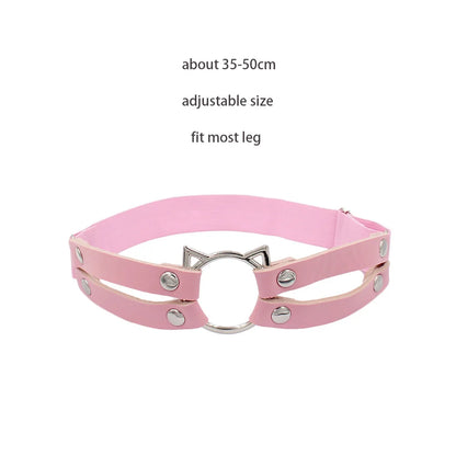 Sexy Leather Heart Belt Elastic Leg Thigh Garter Girl Women Harness Goth Accessories Black Gothic Rivet Punk Anklet