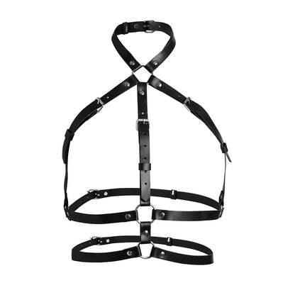 Goth Punk Sexy PU Leather Bra Harness Fashion Chest Harness Woman Outfit Accessoreis Leather Cage Bra Harness Accessories