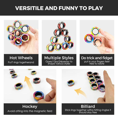 Magical 3Pcs Fidget Spinner Magnetic Ring Set - Stress Relief Toys for Adults & Kids, Perfect for Anxiety Management!