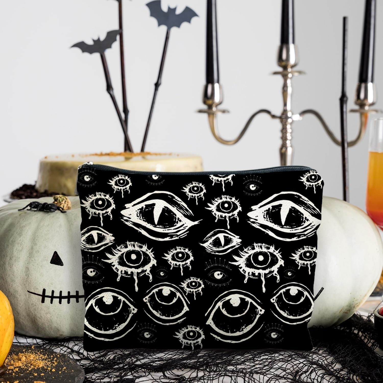 Goth Makeup Bag, Mystical Gothic Evil Eyes Witchy Cosmetic Bag Toiletry Bag for Women, Witch Stuff, Halloween Makeup Bag, Halloween Gifts for Women