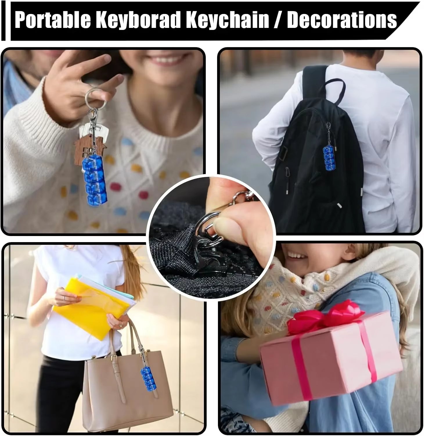 4-In-1 Keyboard Clicker Fidget Toy - Stress Relief Keychain for Fun & Focus