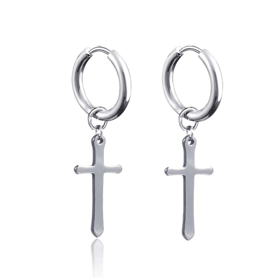 New Punk Stainless Steel Chain Hoop Earrings for Women Men 2021 Trendy Goth Pop Hip Hop Pendants Ear Jewelry Accessories Earring